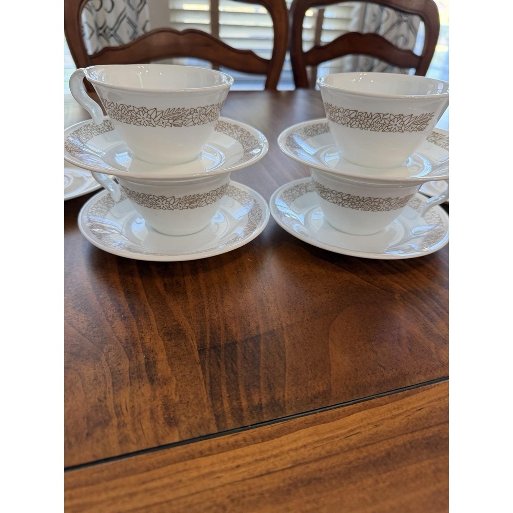 VINTAGE Corelle Cups & Saucers Woodland Brown 10-Piece 2 Extra saucers